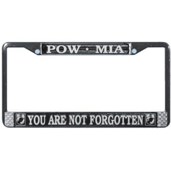 POW / MIA Chrome License Plate Frame Free Screw Caps with this Frame