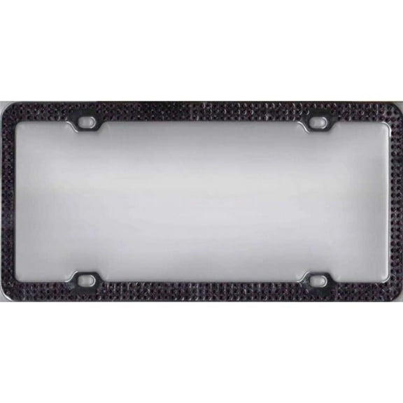 Chrome Coating Triple Row Purple Diamond License Plate Frame