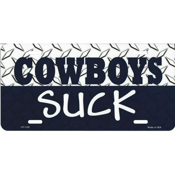 212 Main LP-1132 6 x 12 in. Cowboys Suck Metal License Plate