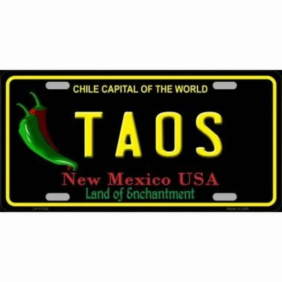 Taos New Mexico Black State Metal License Plate