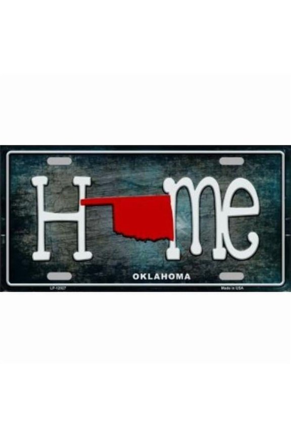 Oklahoma Home State Outline Metal License Plate