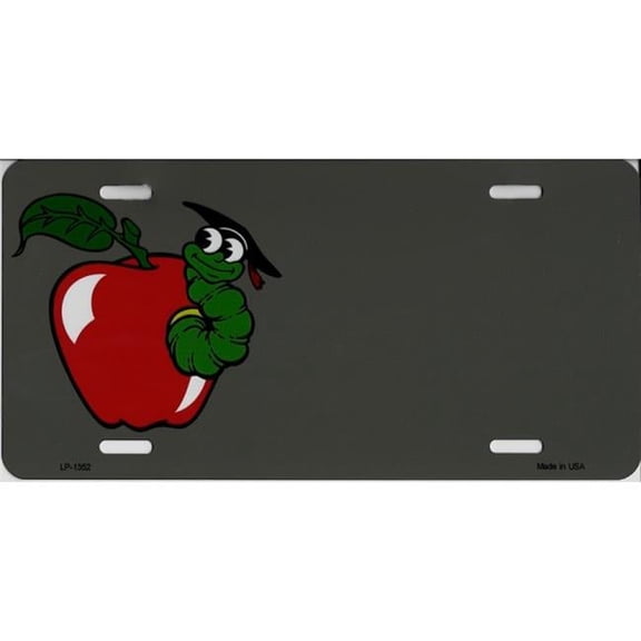 212 Main LP-1352 6 x 12 in. Apple with Bookworm Teacher Metal License Plate