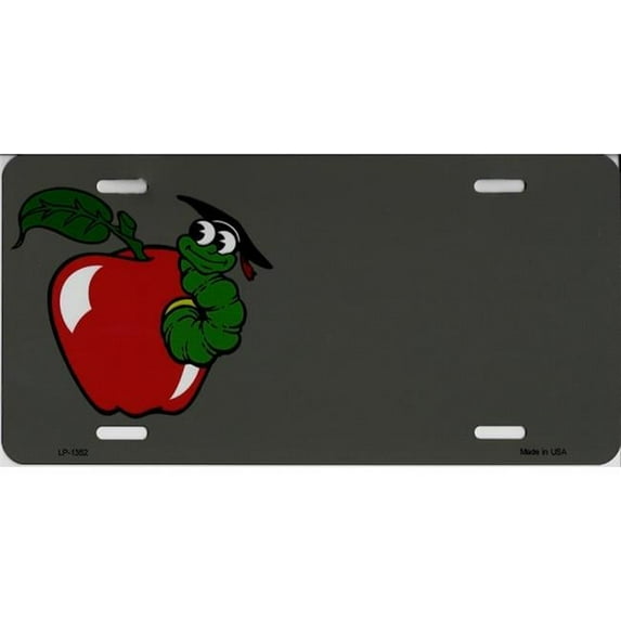 212 Main LP-1352 6 x 12 in. Apple with Bookworm Teacher Metal License Plate