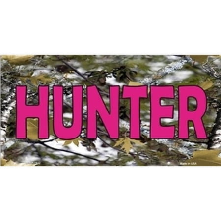 Camouflage Background with Pink Hunter License Plate