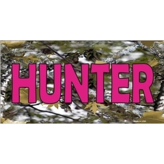 Camouflage Background with Pink Hunter License Plate
