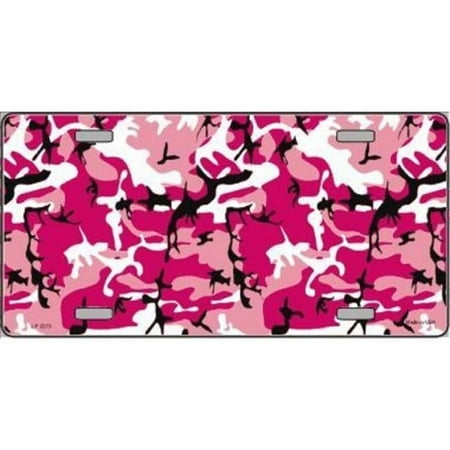 Pink Camouflage Background Metal License Plate