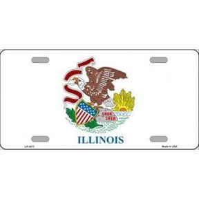 Illinois State Flag Metal License Plate