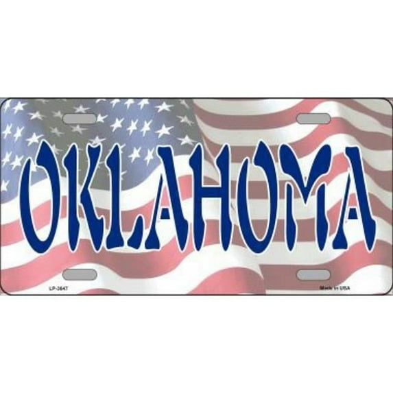 212 Main LP-3647 6 x 12 in. Oklahoma on U.S. Flag Metal License Plate