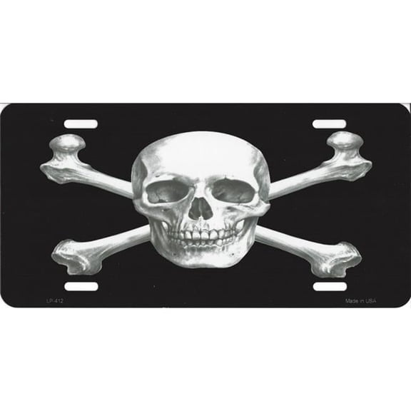 212 Main LP-412 6 x 12 in. Skull & Crossbones Metal License Plate