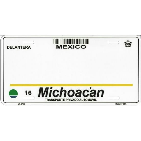 212 Main LP-4798 6 x 12 in. Michoacan Mexico Look a Like Metal License Plate