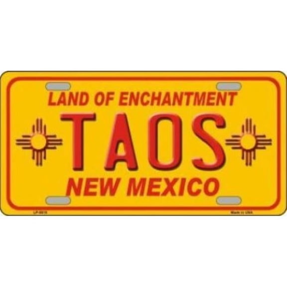 Taos Yellow New Mexico Metal License Plate