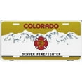 thumbnail image 1 of Colorado Denver Firefighter Metal License Plate, 1 of 1
