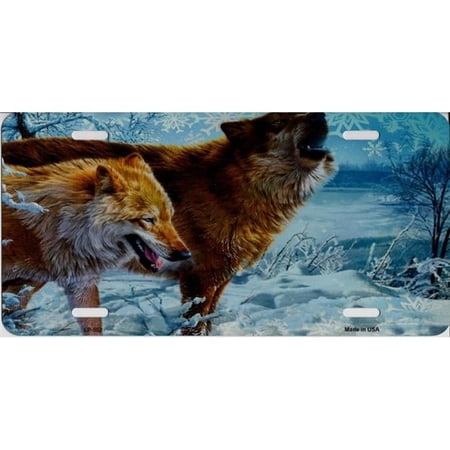 212 Main LP-552 6 x 12 in. Wolves Howling in the Snow Metal License Plate