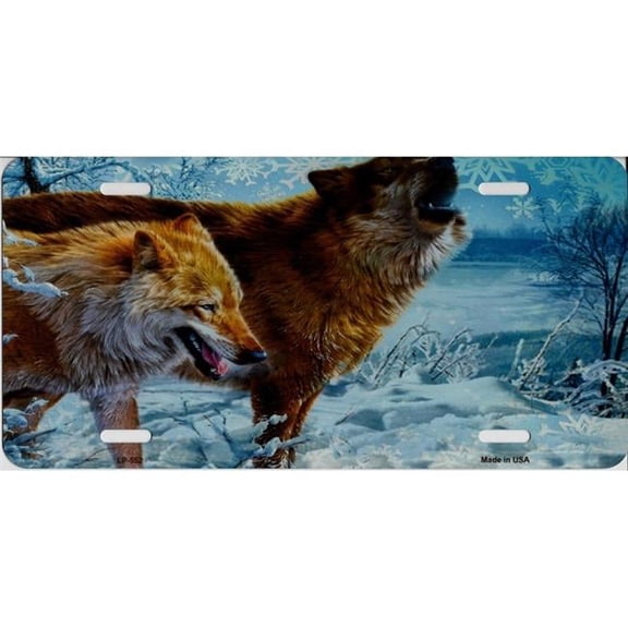 212 Main LP-552 6 x 12 in. Wolves Howling in the Snow Metal License Plate