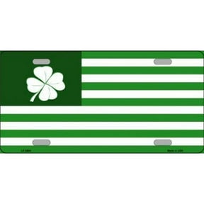 Green Shamrock Flag Metal License Plate