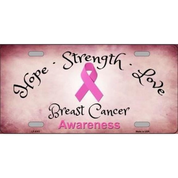 Breast Cancer Ribbon Metal License Plate