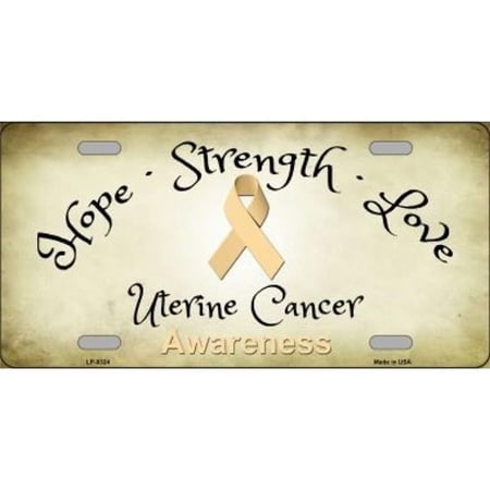 Uterine Cancer Ribbon Metal License Plate