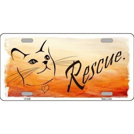 Rescue Cat Metal License Plate