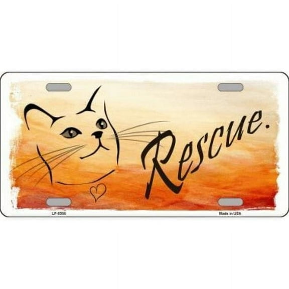 Rescue Cat Metal License Plate