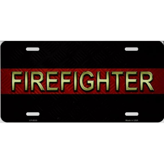 Firefighter Thin Red Line Metal License Plate