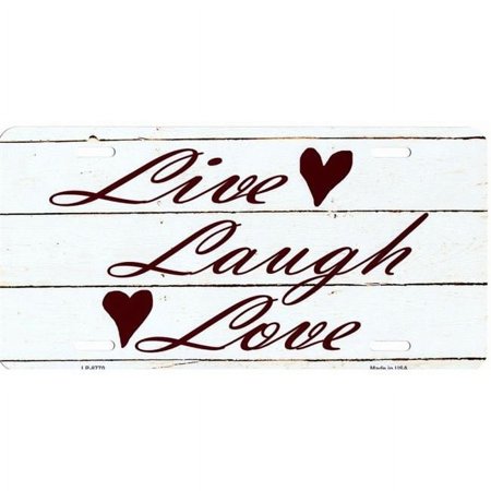 Live Laugh Love White Metal License Plate