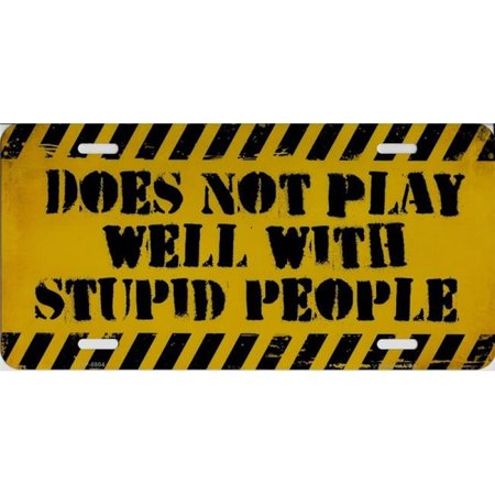 212 Main LP-8804 6 x 12 in. Does Not Play Well with Stupid People Metal License Plate