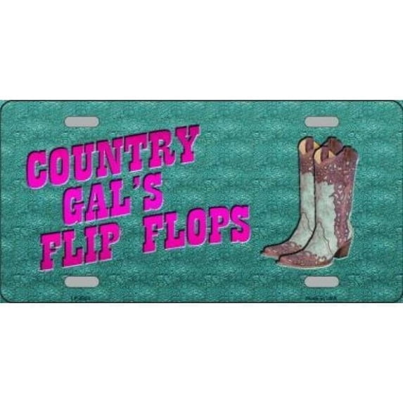 Country Gal's Flip Flops Metal License Plate