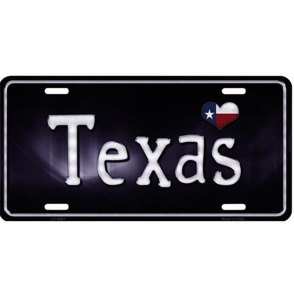 Texas Flag Script Metal License Plate
