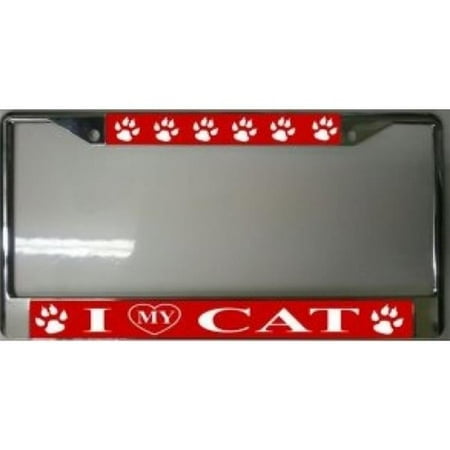 212 Main LPO102 I Heart My Cat License Plate Frame, Free Screw Caps