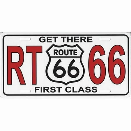Get There First Class Route 66 Photo License Plate