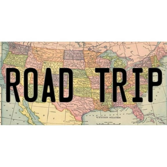 Road Trip Over Map Photo License Plate