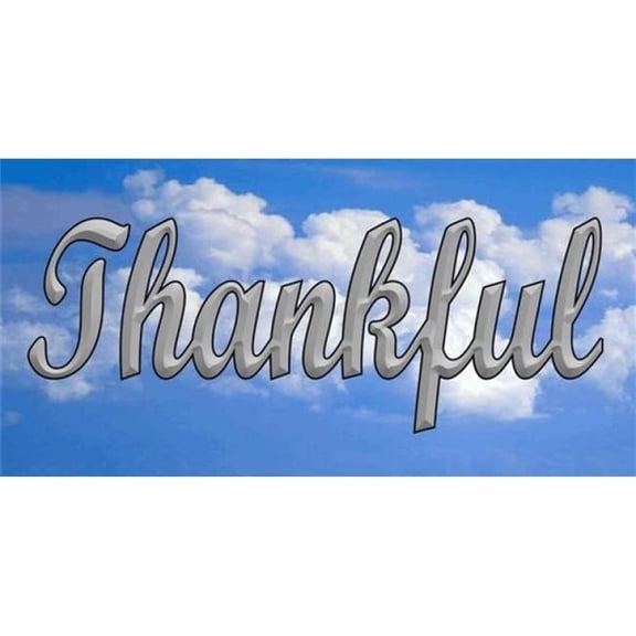 212 Main LPO1637 Thankful in Silver on Clouds Photo License Plate