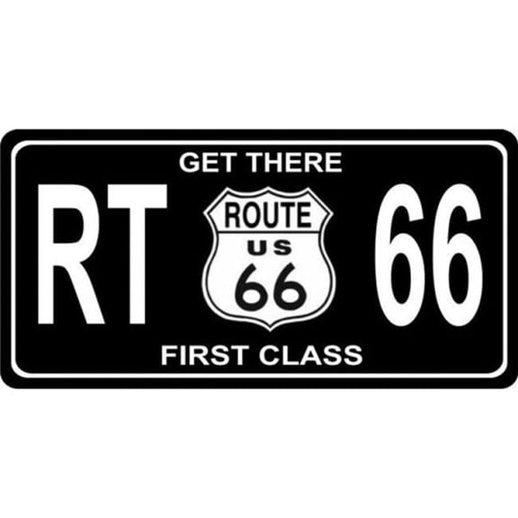 212 Main LPO1638 Get There First Class Route 66 Black License Plate