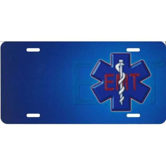 Offset EMT Logo Photo License Plate Free Personalization on this plate