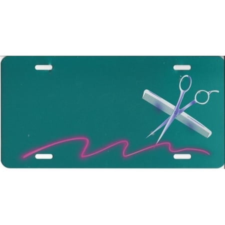 212 Main LPO1746 Scissors & Comb Offset Photo License Plate