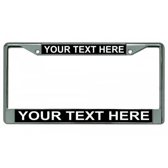 212 Main LPO1880 6 x 12 in. Custom Personalized Black Background Chrome License Plate Frame