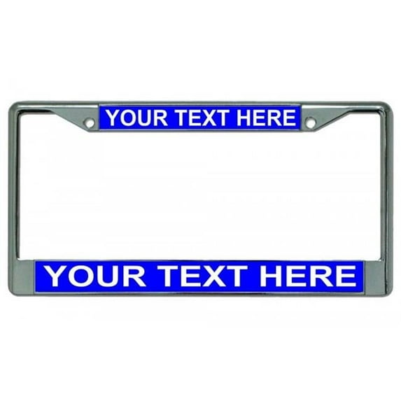 212 Main LPO1881 6 x 12 in. Custom Personalized Blue Background Chrome License Plate Frame