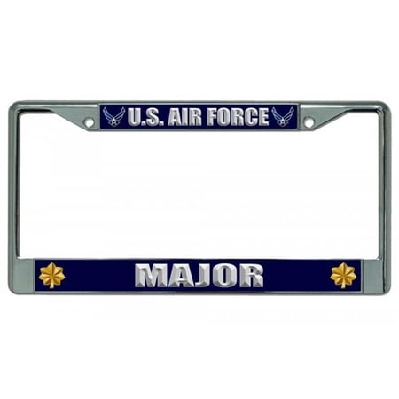 U.S. Air Force Major Chrome License Plate Frame