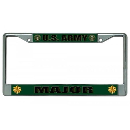 U.S. Army Major Chrome License Plate Frame