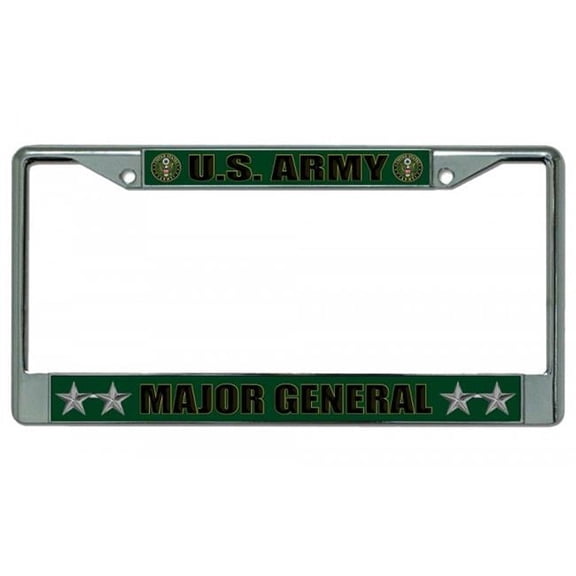 U.S. Army Major General Chrome License Plate Frame