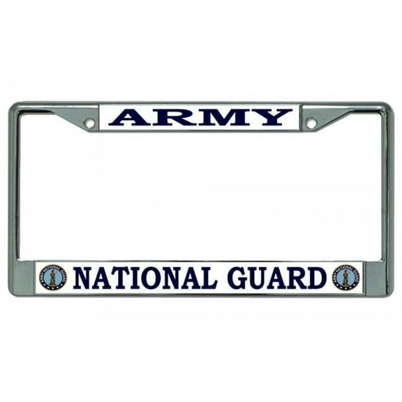 212 Main LPO2206 Army National Guard Chrome License Plate Frame, Free Screw Caps