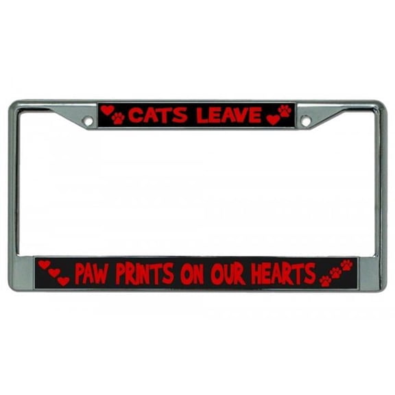 212 Main LPO2211 Cats Leave Paw Prints Chrome License Plate Frame, Free Screw Caps