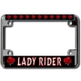 thumbnail image 1 of 212 Main LPO2223 Lady Rider Red Rose Chrome Motorcycle License Plate Frame, Free Screw Caps, 1 of 2