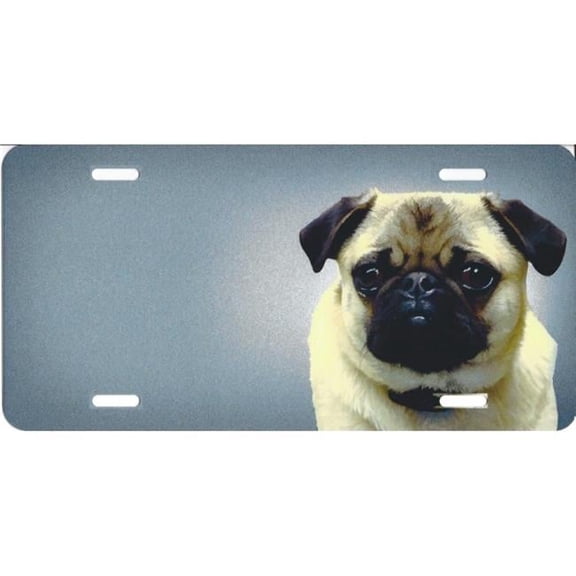 Pug Offset Photo License Plate