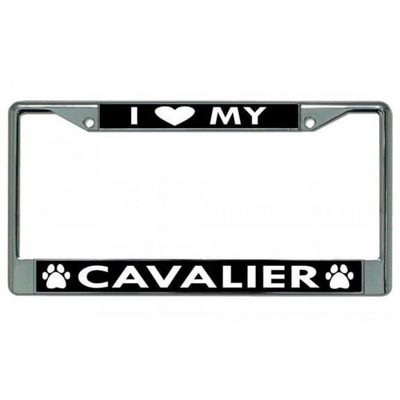 I Heart My Cavalier Dog Chrome License Plate Frame