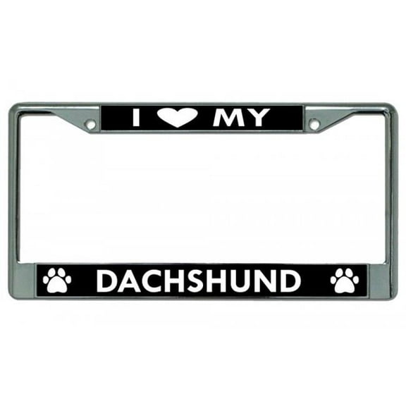 I Heart My Dachshund Dog Chrome License Plate Frame