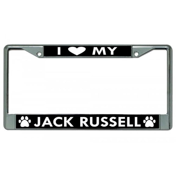 I Heart My Jack Russell Dog Chrome License Plate Frame