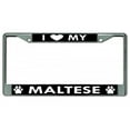 thumbnail image 1 of I Heart My Maltese Dog Chrome License Plate Frame, 1 of 1