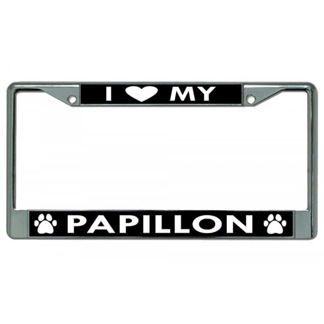 Valor Auto Dog Playground License Plate Frame – Metal With White Crystals, Pre-Drilled For Easy Install