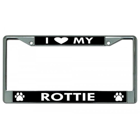 I Heart My Rottie Dog Chrome License Plate Frame